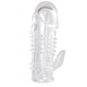 Прозрачная гелевая насадка с шипами и клиторальным отростком - 13 см. - Toyfa Basic - в Челябинске купить с доставкой