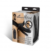 Полый страпон с двумя отростками и вибрацией Unisex Vibrating Hollow Strap-On Double Penetrating Dildo - 17,8 см. - Lux Fetish - купить с доставкой в Челябинске
