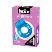 Голубое эрекционное виброкольцо Luxe VIBRO  Кошмар русалки  + презерватив - Luxe - в Челябинске купить с доставкой