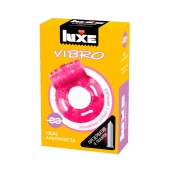 Розовое эрекционное виброкольцо Luxe VIBRO  Ужас Альпиниста  + презерватив - Luxe - в Челябинске купить с доставкой