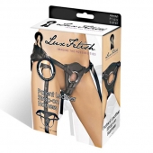 Черные трусики для страпона из патентованной кожи - Lux Fetish - купить с доставкой в Челябинске