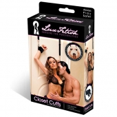 Черные фиксаторы с креплением к двери - Lux Fetish - купить с доставкой в Челябинске