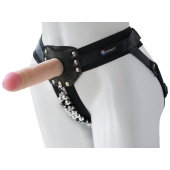 Черный пояс-трусики с насадкой  Гламур Dana  - 15,5 см. - LOVETOY (А-Полимер) - купить с доставкой в Челябинске