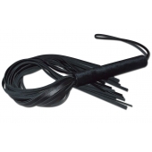 Чёрная кожаная плеть с жесткой ручкой - 63 см. - Sitabella - купить с доставкой в Челябинске