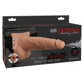 Телесный полый страпон с имитацией эякуляции 7.5  Hollow Squirting Strap-On with Balls Flesh - 21,6 см. - Pipedream - купить с доставкой в Челябинске