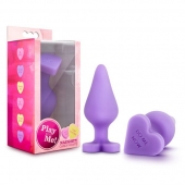 Фиолетовая анальная пробка Naughty Candy Heart Do Me Now - 8,9 см. - Blush Novelties - купить с доставкой в Челябинске