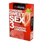 Презервативы для орального секса DOMINO Sweet Sex с ароматом клубничного коктейля  - 3 шт. - Domino - купить с доставкой в Челябинске