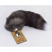 Серебристая анальная пробка с пушистым хвостиком - Sitabella - купить с доставкой в Челябинске