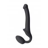 Черный безремневой страпон Silicone Bendable Strap-On S - Strap-on-me - купить с доставкой в Челябинске