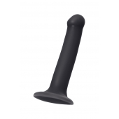 Черный фаллос на присоске Silicone Bendable Dildo M - 18 см. - Strap-on-me - купить с доставкой в Челябинске