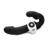 Черный безремневой страпон Urge Silicone Strap On с пультом ДУ - 24 см. - XR Brands - купить с доставкой в Челябинске