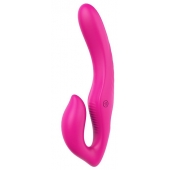 Ярко-розовый безремневой страпон REMOTE DOUBLE DIPPER - 22 см. - Dream Toys - купить с доставкой в Челябинске