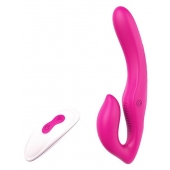 Ярко-розовый безремневой страпон REMOTE DOUBLE DIPPER - 22 см. - Dream Toys - купить с доставкой в Челябинске