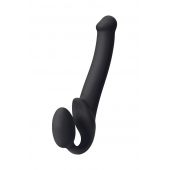 Черный безремневой страпон Silicone Bendable Strap-On M - Strap-on-me - купить с доставкой в Челябинске