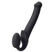 Черный безремневой страпон Silicone Bendable Strap-On M - Strap-on-me - купить с доставкой в Челябинске