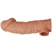 Телесная насадка на фаллос с отверстием для мошонки EXTREME SLEEVE - 17,6 см. - KOKOS - в Челябинске купить с доставкой