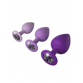 Набор из 3 фиолетовых анальных пробок со стразами Little Gems Trainer Set - Pipedream - купить с доставкой в Челябинске