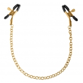 Чёрные с золотом зажимы на соски Gold Chain Nipple Clamps - Pipedream - купить с доставкой в Челябинске