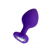 Фиолетовая анальная втулка Diamond Heart с прозрачным кристаллом - 8 см. - ToyFa - купить с доставкой в Челябинске