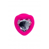 Розовая анальная втулка Diamond Heart с прозрачным кристаллом - 9,5 см. - ToyFa - купить с доставкой в Челябинске