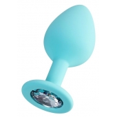 Мятная анальная втулка Brilliant с прозрачным кристаллом - 8 см. - ToyFa - купить с доставкой в Челябинске