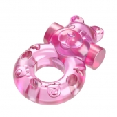 Розовое эрекционное виброкольцо на пенис Pink Bear - Baile - в Челябинске купить с доставкой