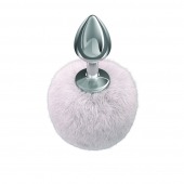 Серебристая анальная пробка с белым пушистым хвостиком Twinkle - Lola Games - купить с доставкой в Челябинске