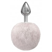 Серебристая анальная пробка с белым пушистым хвостиком Twinkle - Lola Games - купить с доставкой в Челябинске