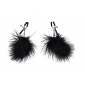 Зажимы на соски с черным пухом Euphoric - Lola Games - купить с доставкой в Челябинске