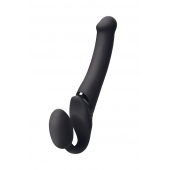 Черный безремневой вибрострапон Silicone Bendable Strap-On M - Strap-on-me - купить с доставкой в Челябинске