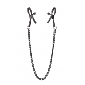 Черные зажимы на соски на цепочке BLAZE DELUXE NIPPLE CLAMPS - Dream Toys - купить с доставкой в Челябинске