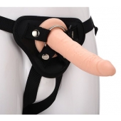Телесный страпон на черных трусиках STRAP ON REAL DILDO - 20 см. - Dream Toys - купить с доставкой в Челябинске