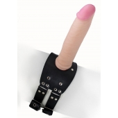 Черный узкий пояс на бедро с телесной насадкой - LOVETOY (А-Полимер) - купить с доставкой в Челябинске
