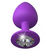 Фиолетовая анальная пробка со стразом Her Little Gem Large Plug - 9,5 см. - Pipedream - купить с доставкой в Челябинске