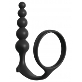 Черная анальная цепочка с эрекционным кольцом Ass-gasm Cockring Anal Beads - Pipedream - в Челябинске купить с доставкой