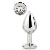 Серебристая анальная втулка с прозрачным кристаллом - 7,1 см. - Dream Toys - купить с доставкой в Челябинске