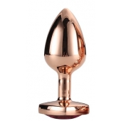 Золотистая анальная втулка с кристаллом-сердечком розового цвета - 7,1 см. - Dream Toys - купить с доставкой в Челябинске