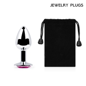 Серебристая анальная пробка с малиновым кристаллом - 7,2 см. - Anal Jewelry Plug - купить с доставкой в Челябинске
