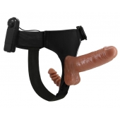 Страпон с вагинальной пробкой и вибрацией Ultra Passionate Harness - 16 см. - Baile - купить с доставкой в Челябинске