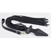 Черная анальная пробка с плетью - Sitabella - купить с доставкой в Челябинске