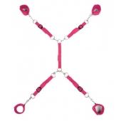 Ярко-розовый набор фиксаций на кровати Classic Bed Spreader - Lux Fetish - купить с доставкой в Челябинске