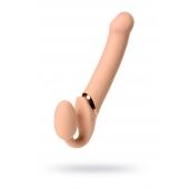 Телесный безремневой вибрострапон Vibrating Bendable Strap-On L - Strap-on-me - купить с доставкой в Челябинске