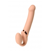 Телесный безремневой вибрострапон Vibrating Bendable Strap-On L - Strap-on-me - купить с доставкой в Челябинске