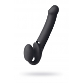 Черный безремневой вибрострапон Vibrating Bendable Strap-On L - Strap-on-me - купить с доставкой в Челябинске