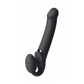 Черный безремневой вибрострапон Vibrating Bendable Strap-On L - Strap-on-me - купить с доставкой в Челябинске