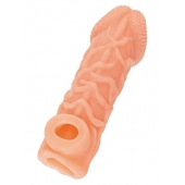 Телесная закрытая насадка с венками Cock Sleeve Size L - 17,6 см. - KOKOS - в Челябинске купить с доставкой