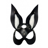 Черная маска зайки с белым мехом на ушках Miss Bunny - БДСМ Арсенал - купить с доставкой в Челябинске