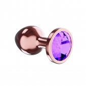 Пробка цвета розового золота с фиолетовым кристаллом Diamond Amethyst Shine S - 7,2 см. - Lola Games - купить с доставкой в Челябинске