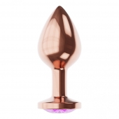 Пробка цвета розового золота с фиолетовым кристаллом Diamond Amethyst Shine S - 7,2 см. - Lola Games - купить с доставкой в Челябинске