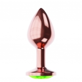 Пробка цвета розового золота с лаймовым кристаллом Diamond Emerald Shine S - 7,2 см. - Lola Games - купить с доставкой в Челябинске